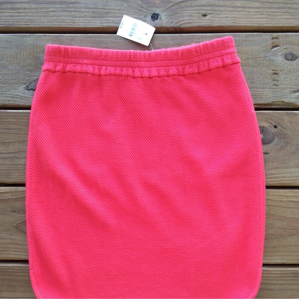 NWT J.Crew Coral Cotton Textured Pull-on Skirt